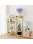 SOGA 2 Layer 50cm Gold Metal Plant Stand Flower Pot Holder Corner Shelving Rack Indoor Display, hi-res