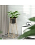 SOGA 50cm Gold Metal Plant Stand with Black Flower Pot Holder Corner Shelving Rack Indoor Display, hi-res