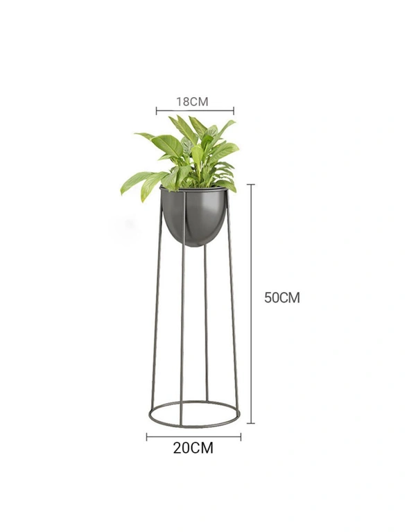 SOGA 2X 50cm Round Wire Metal Flower Pot Stand with Black Flowerpot Holder Rack Display, hi-res image number null