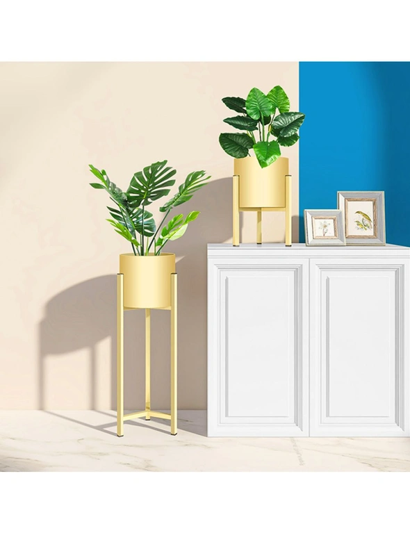 SOGA 60cm Gold Metal Plant Stand with Flower Pot Holder Corner Shelving Rack Indoor Display, hi-res image number null