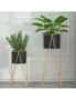SOGA 2X 70cm Gold Metal Plant Stand with Black Flower Pot Holder Corner Shelving Rack Indoor Display, hi-res