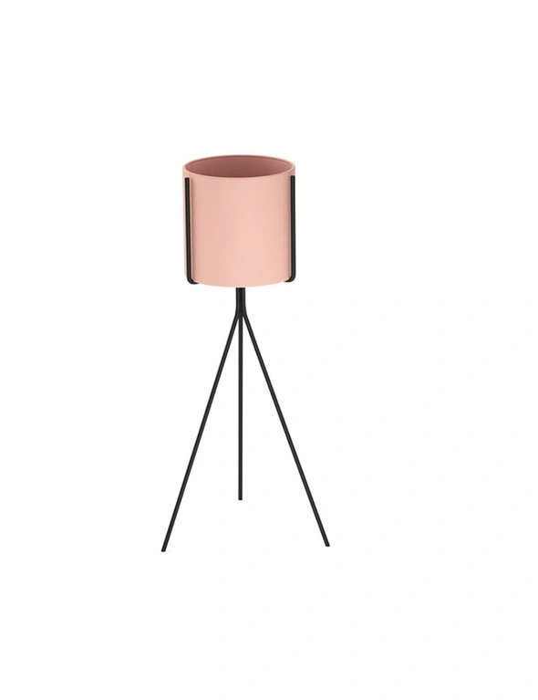 SOGA 70cm Tripod Flower Pot Plant Stand with Pink Flowerpot Holder Rack Indoor Display, hi-res image number null