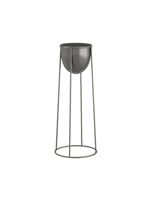 SOGA 70cm Round Wire Metal Flower Pot Stand with Black Flowerpot Holder Rack Display, hi-res image number null