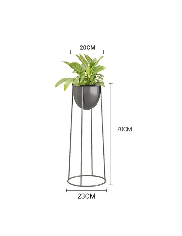 SOGA 70cm Round Wire Metal Flower Pot Stand with Black Flowerpot Holder Rack Display, hi-res image number null