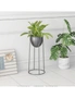 SOGA 70cm Round Wire Metal Flower Pot Stand with Black Flowerpot Holder Rack Display, hi-res