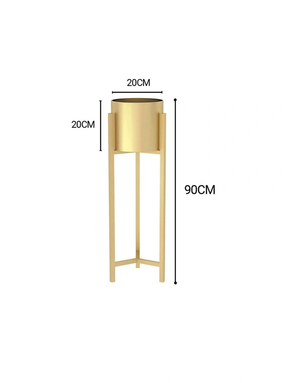 SOGA 90cm Gold Metal Plant Stand with Flower Pot Holder Corner Shelving Rack Indoor Display, hi-res image number null