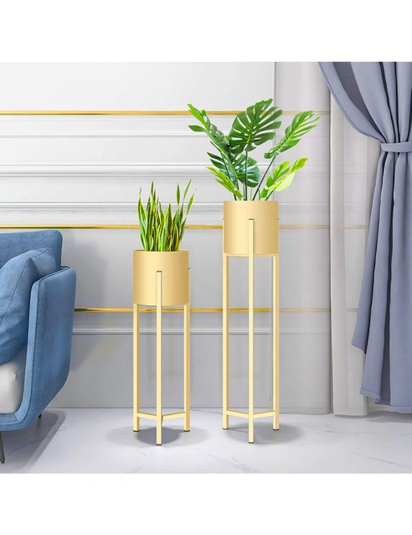 SOGA 2X 90cm Gold Metal Plant Stand with Flower Pot Holder Corner Shelving Rack Indoor Display, hi-res image number null