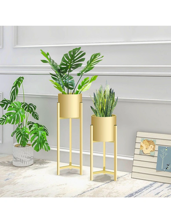 SOGA 2X 90cm Gold Metal Plant Stand with Flower Pot Holder Corner Shelving Rack Indoor Display, hi-res image number null