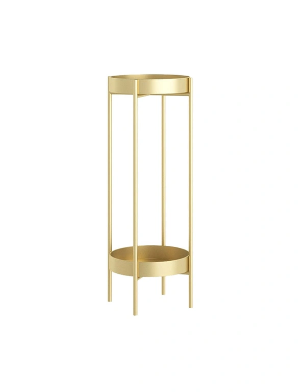 SOGA 2 Layer 80cm Gold Metal Plant Stand Flower Pot Holder Corner Shelving Rack Indoor Display, hi-res image number null