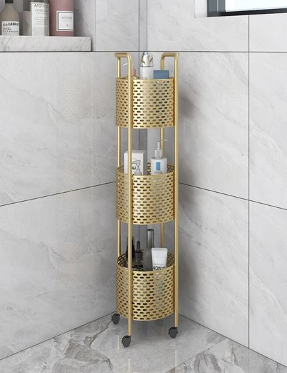 SOGA 3 Tier Bathroom Shelf Multifunctional Storage Display Rack Organiser with wheels, hi-res image number null
