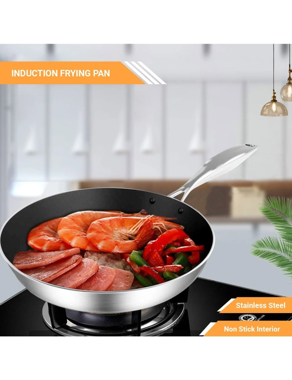 SOGA Stainless Steel Fry Pan 36cm Frying Pan Induction FryPan Non Stick Interior, hi-res image number null