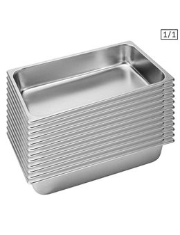 SOGA SS Gastronorm Pan 1/1 10cm Deep Tray 12pack
