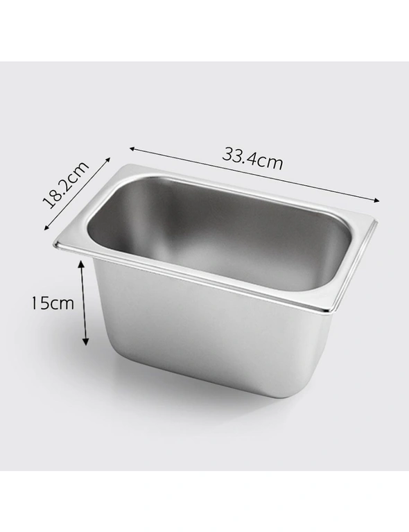 SOGA SS Gastronorm Pan 1/3 15cm Deep Tray 4pack, hi-res image number null