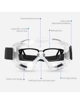 Puredi Clear Protective Eye Glasses Safety Windproof Lab Goggles Eyewear