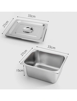 SOGA SS Gastronorm 1/2 15cm Deep Tray With Lid 4pack