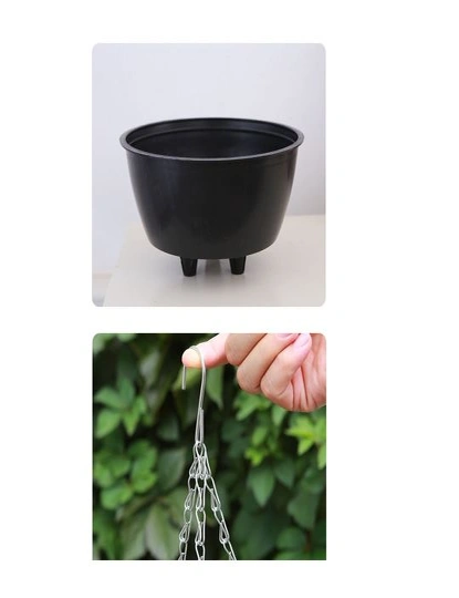 SOGA 2X Coffee Small Hanging Resin Flower Pot Self Watering Basket Planter  Outdoor Garden Decor, hi-res image number null