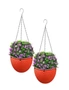 SOGA 2X Red Medium Hanging Resin Flower Pot Self Watering Basket Planter  Outdoor Garden Decor, hi-res