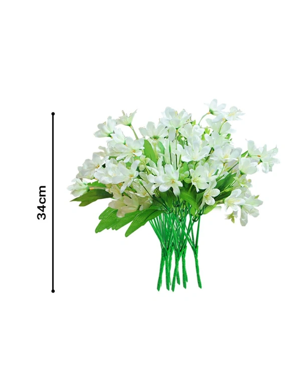 SOGA 10 Bunch Artificial Silk Lilium nanum 6 Heads Flower Fake Bridal Bouquet Table Decor White, hi-res image number null