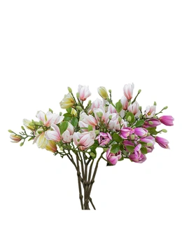 SOGA 6 Bunch Artificial Silk Magnolia denudata 4 Heads Flower Fake Bridal Bouquet Table Decor Purple