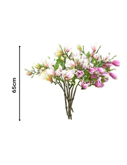 SOGA 6 Bunch Artificial Silk Magnolia denudata 4 Heads Flower Fake Bridal Bouquet Table Decor Purple