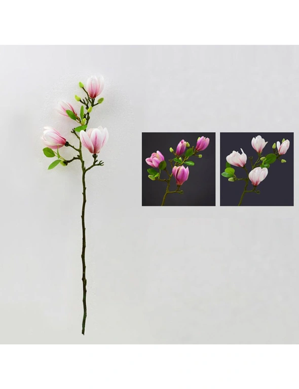 SOGA 6 Bunch Artificial Silk Magnolia denudata 4 Heads Flower Fake Bridal Bouquet Table Decor Purple, hi-res image number null