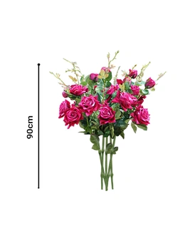 SOGA 8 Bunch Artificial Silk Rose 5 Heads Flower Fake Bridal Bouquet Table Decor Pink