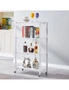 SOGA 4 Tier Steel White Foldable Kitchen Cart Multi-Functional Shelves Portable Storage Organizer with Wheels, hi-res