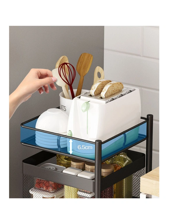 SOGA 2X 4 Tier Steel Square Rotating Kitchen Cart Multi-Functional Shelves Portable Storage Organizer with Wheels, hi-res image number null