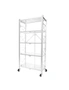 SOGA 5 Tier Steel White Foldable Display Stand Multi-Functional Shelves Portable Storage Organizer with Wheels, hi-res