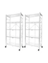 SOGA 2X 5 Tier Steel White Foldable Display Stand Multi-Functional Shelves Portable Storage Organizer with Wheels, hi-res