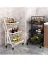 SOGA 2X 3 Tier Steel White Adjustable Kitchen Cart Multi-Functional Shelves Portable Storage Organizer with Wheels, hi-res