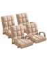 SOGA 4X Foldable Lounge Cushion Adjustable Floor Lazy Recliner Chair with Armrest Khaki, hi-res