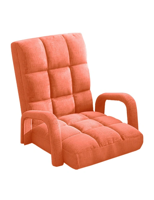 SOGA Foldable Lounge Cushion Adjustable Floor Lazy Recliner Chair with Armrest Orange, hi-res image number null