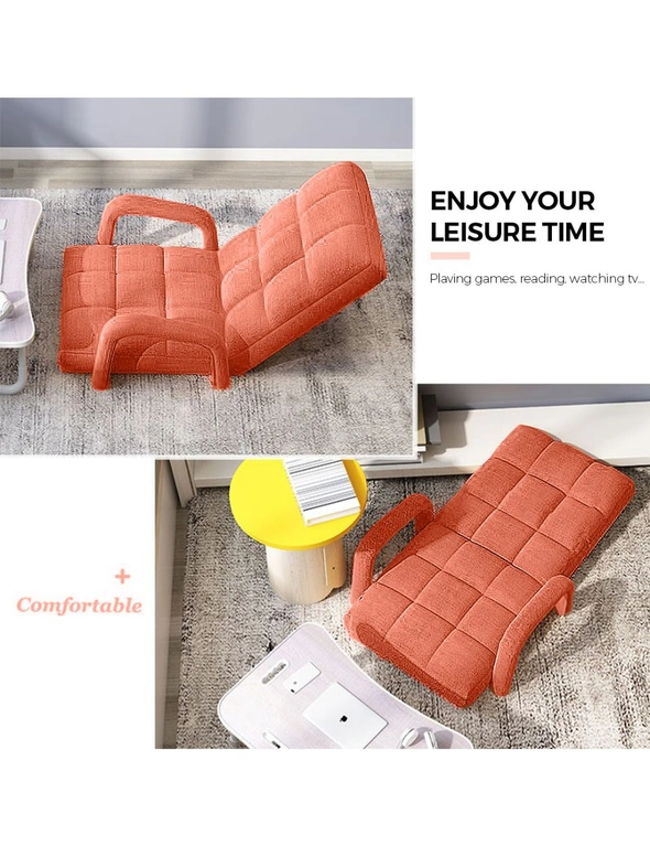 SOGA Foldable Lounge Cushion Adjustable Floor Lazy Recliner Chair with Armrest Orange, hi-res image number null