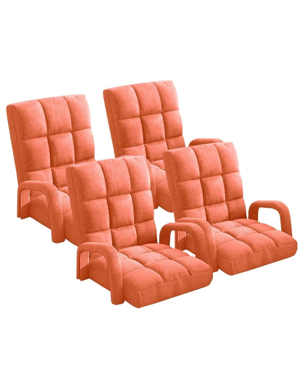 SOGA 4X Foldable Lounge Cushion Adjustable Floor Lazy Recliner Chair with Armrest Orange, hi-res image number null