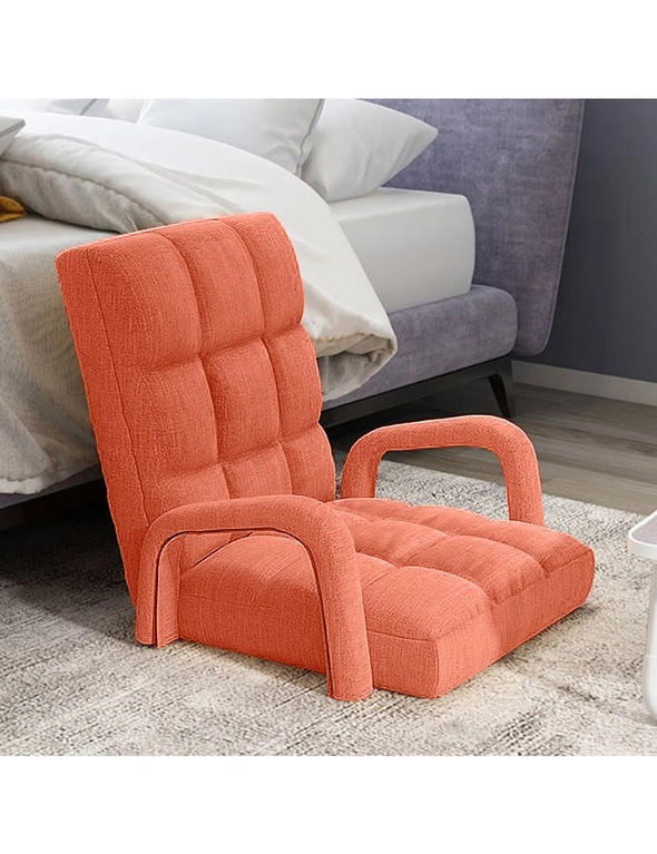 SOGA 4X Foldable Lounge Cushion Adjustable Floor Lazy Recliner Chair with Armrest Orange, hi-res image number null