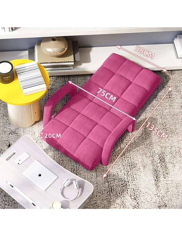 SOGA 2X Foldable Lounge Cushion Adjustable Floor Lazy Recliner Chair with Armrest Pink, hi-res image number null