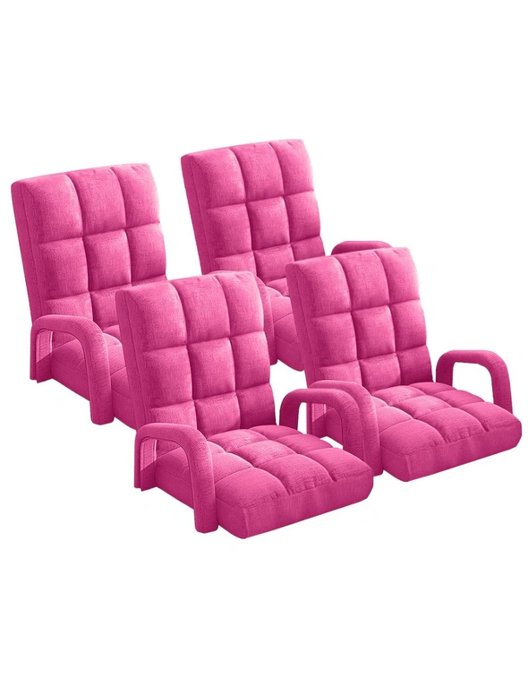 SOGA 4X Foldable Lounge Cushion Adjustable Floor Lazy Recliner Chair with Armrest Pink, hi-res image number null
