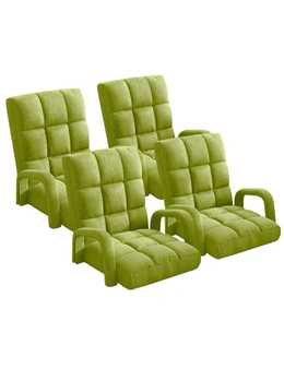 SOGA 4X Foldable Lounge Cushion Adjustable Floor Lazy Recliner Chair with Armrest Yellow Green