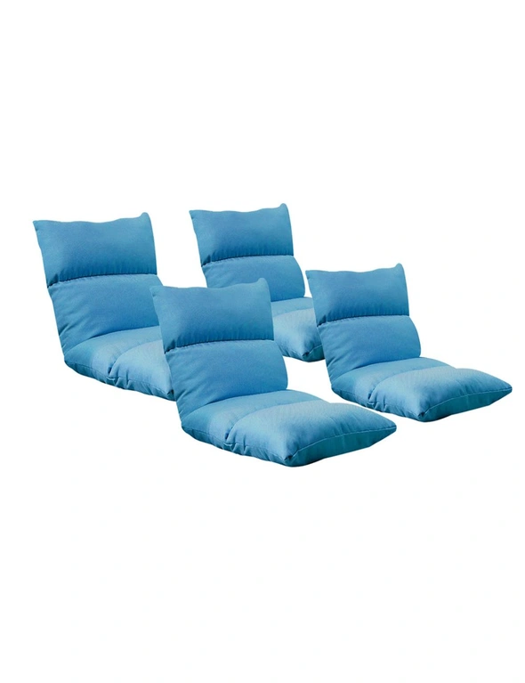 SOGA 4X Lounge Floor Recliner Adjustable Lazy Sofa Bed Folding Game Chair Blue, hi-res image number null