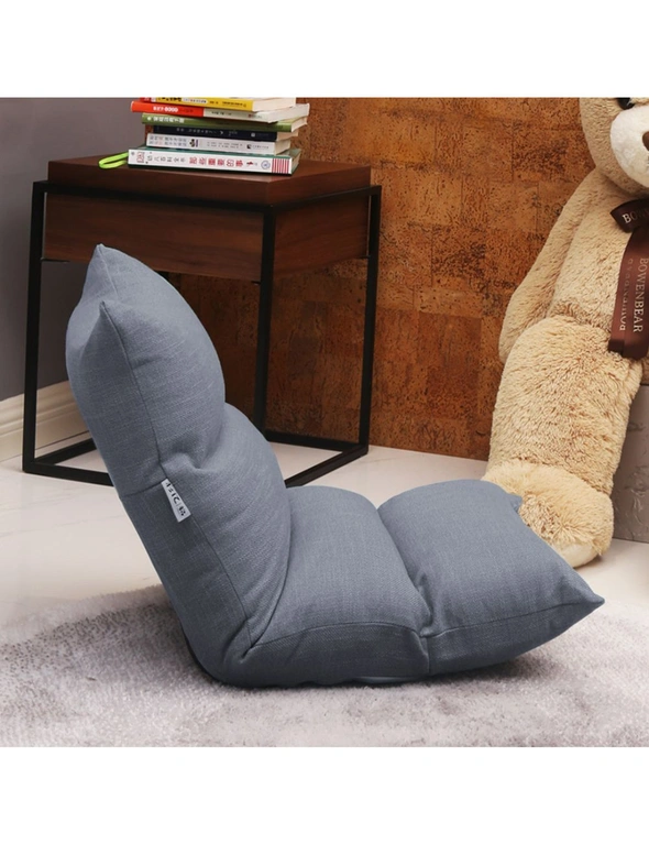 SOGA Lounge Floor Recliner Adjustable Lazy Sofa Bed Folding Game Chair Grey, hi-res image number null