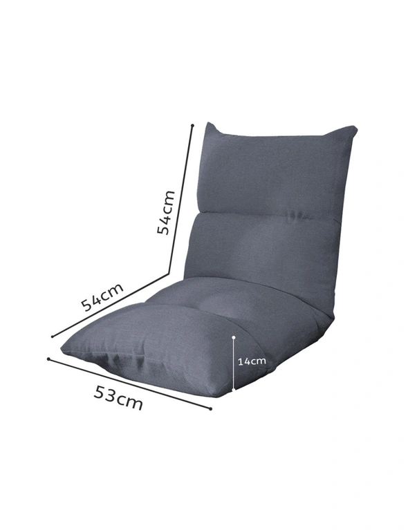 SOGA 2X Lounge Floor Recliner Adjustable Lazy Sofa Bed Folding Game Chair Grey, hi-res image number null