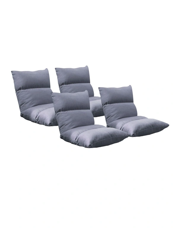 SOGA 4X Lounge Floor Recliner Adjustable Lazy Sofa Bed Folding Game Chair Grey, hi-res image number null
