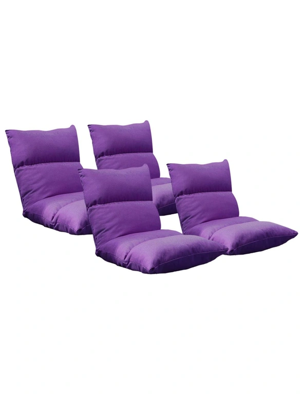 SOGA 4X Lounge Floor Recliner Adjustable Lazy Sofa Bed Folding Game Chair Purple, hi-res image number null