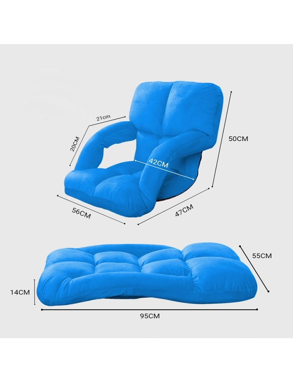 SOGA 2X Foldable Lounge Cushion Adjustable Floor Lazy Recliner Chair with Armrest Blue, hi-res image number null