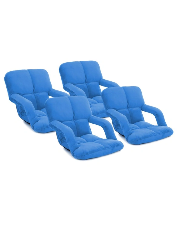 SOGA 4X Foldable Lounge Cushion Adjustable Floor Lazy Recliner Chair with Armrest Blue, hi-res image number null