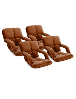 SOGA 4X Foldable Lounge Cushion Adjustable Floor Lazy Recliner Chair with Armrest Coffee