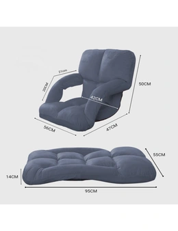 SOGA 2X Foldable Lounge Cushion Adjustable Floor Lazy Recliner Chair with Armrest Grey