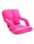 SOGA Foldable Lounge Cushion Adjustable Floor Lazy Recliner Chair with Armrest Pink, hi-res