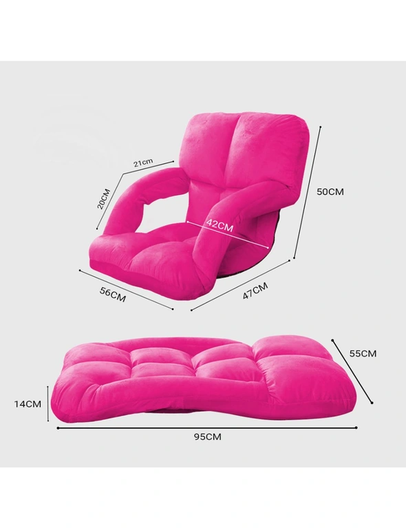 SOGA Foldable Lounge Cushion Adjustable Floor Lazy Recliner Chair with Armrest Pink, hi-res image number null